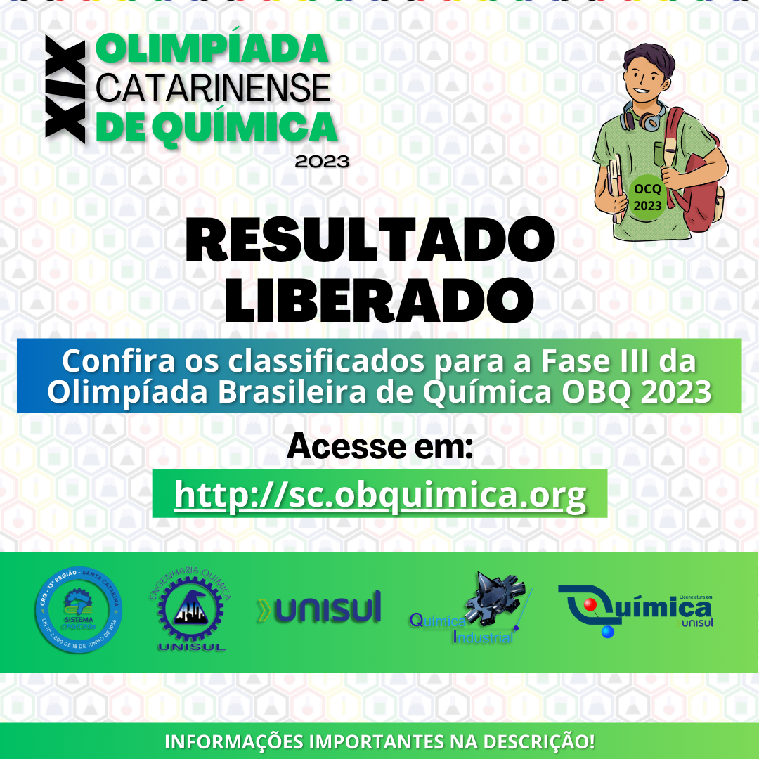 Alunos Classificados - Fase III Olimpíada Brasileira de Química OBQ 2023