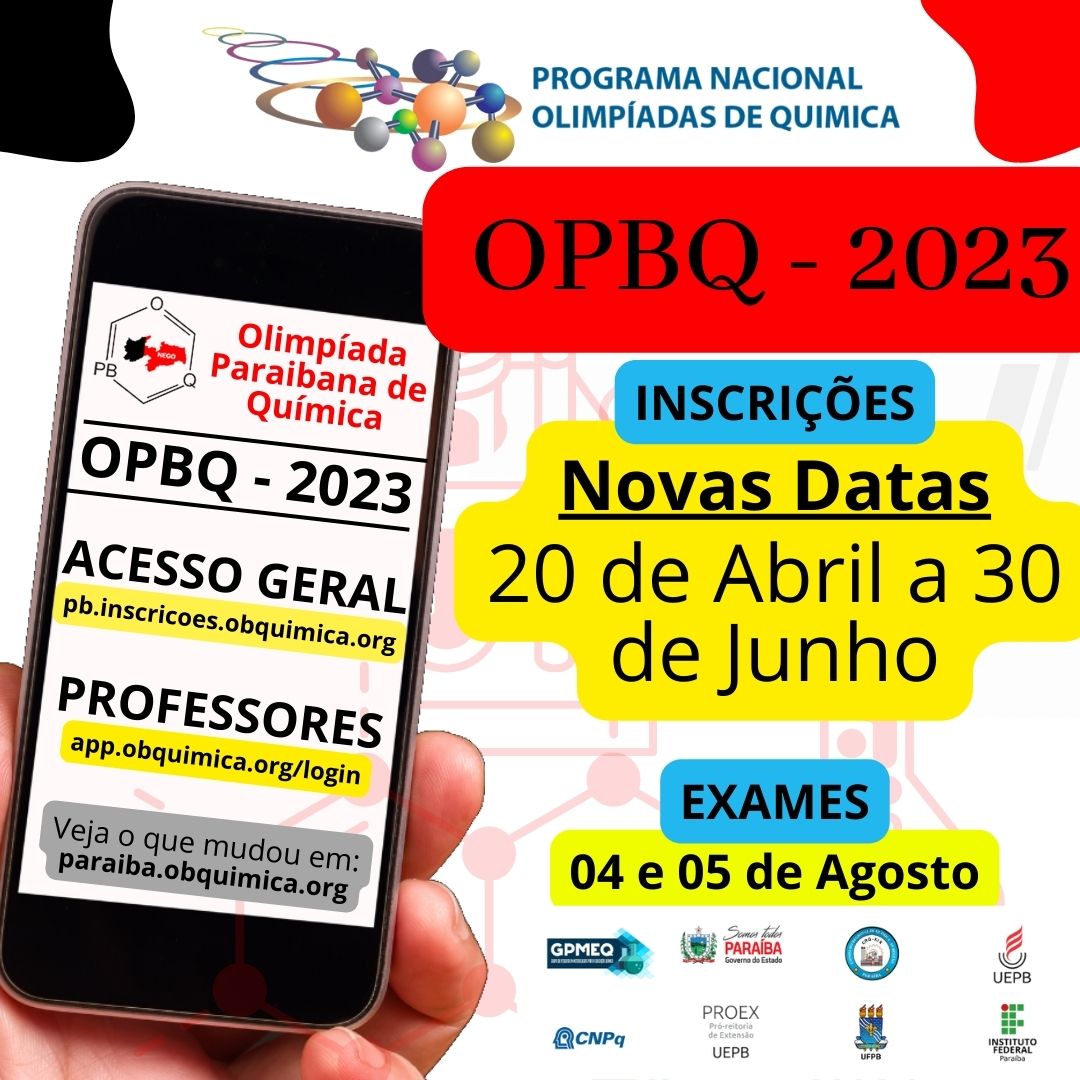 OLIMPÍADA PARAIBANA DE QUÍMICA - 2023 NOVAS DATAS