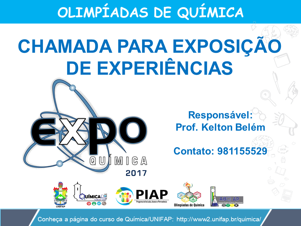 EXPOQUÍMICA 2017 - CHAMADA PARA EXPOSIÇÃO DE EXPERIÊNCIAS